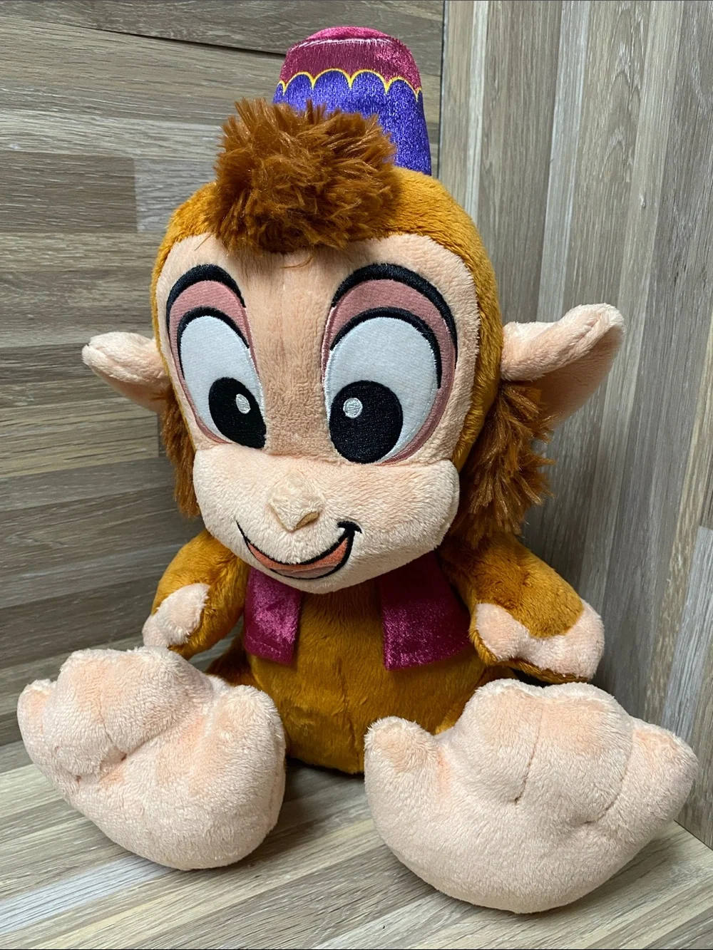 Disney Plush Abu Monkey in Brown with Pink and Purple Accentsy baby Abu Disney